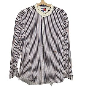 🪷 Vintage Crest Tommy Hilfiger  Button Up Striped Long Sleeve Shirt Medium ♥️